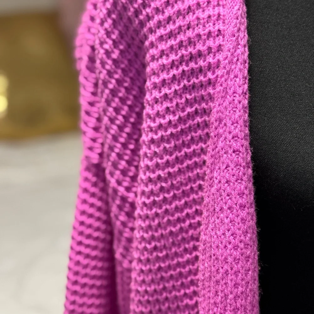 Zenana Magenta Chunky Knit Pocket Cardigan - Picture 3 of 7